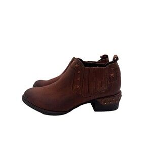 Naughty Monkey Boots Womens 8.5 Ankle Bootie Brown Casual Comfort Studded Block